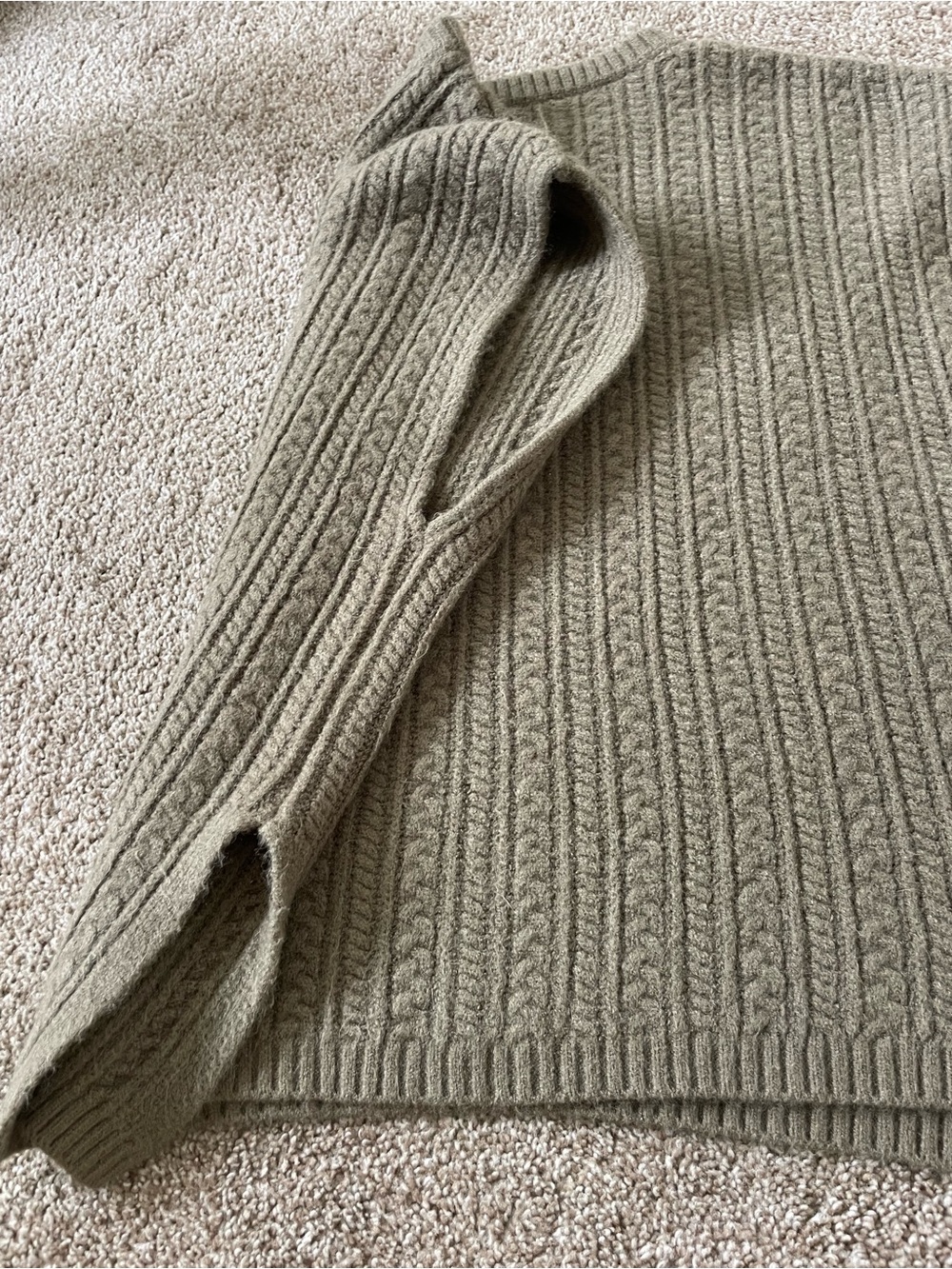 Cable Knit Sleeveless Sweater Vest in Olive - Picture 6 of 6